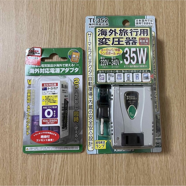 海外用変圧器 35W240V TI-352 &海外対応電源アダプタOタイプ スマホ/家電/カメラのPC/タブレット(PC周辺機器)の商品写真