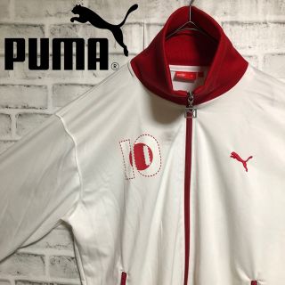 PUMA⭐️トラックジャケット M プーマ刺繍ロゴ ビンテージ　グレー×ブルー