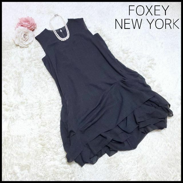 極美品♡FOXEY フォクシー Aライン ドレス ワンピース フリル タック