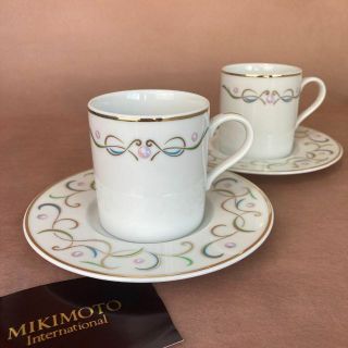 ミキモト(MIKIMOTO)のミキモト パールフローラ デミタスカップ&ソーサー　ペアカップ(食器)