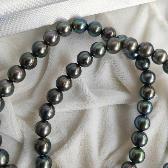 美品 ブラックパールネックレス あこや真珠 本真珠 6.の通販