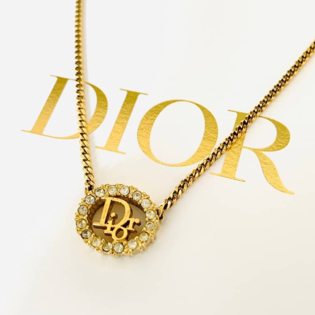 Diorオブリークロゴ　ラインストーンネックレス