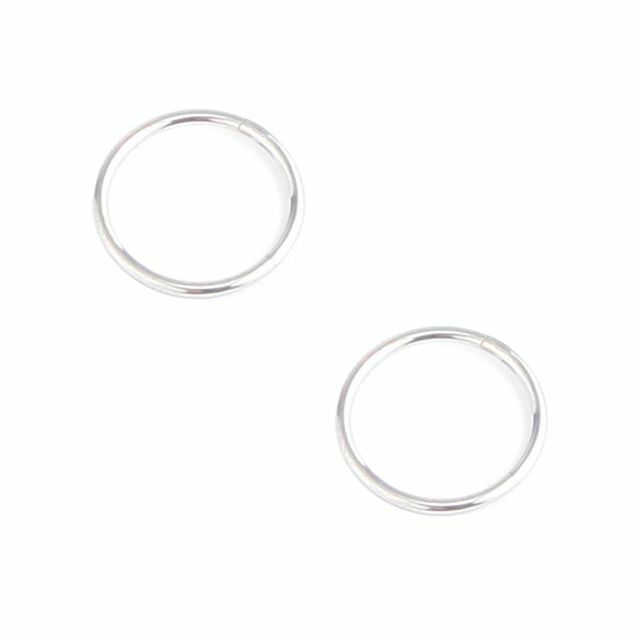 【色: シルバー】レディース チタン フープピアス 12mm シンプル アクセサ