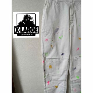 エクストララージ(XLARGE)の最終値下げXLARGE ペイント　ワークパンツ　ホワイト　サイズ 30 ダボダボ(ワークパンツ/カーゴパンツ)