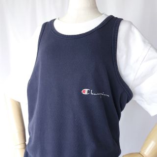 チャンピオン(Champion)のLサイズ/USA製 80s トリコタグ チャンピオン タンクトップ ネイビー(タンクトップ)