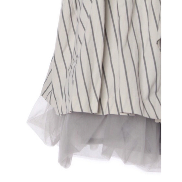 SNIDEL(スナイデル)のsnidel スナイデル フレアミニスカート チュールリボンストライプ 春夏美品 レディースのスカート(ミニスカート)の商品写真