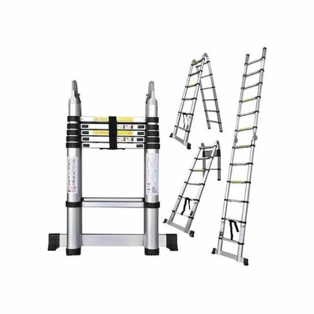 伸縮はしご 2.5＋2.5m 最長5m 耐荷重150kg 脚立兼用 アルミ製