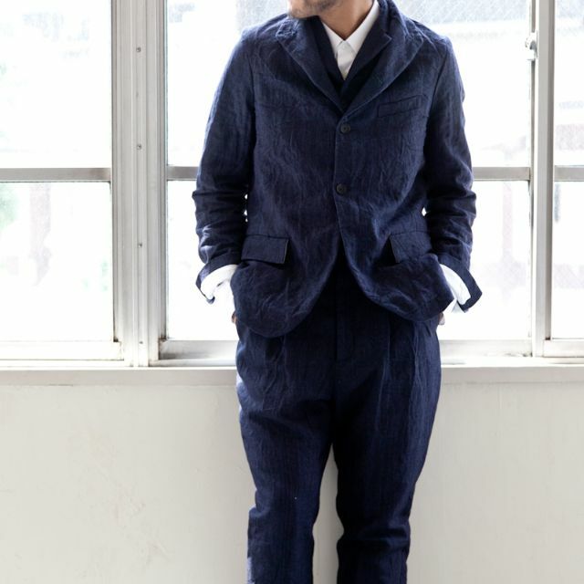 バーグファベル 17SS リネンインディゴショートチロルジャケット