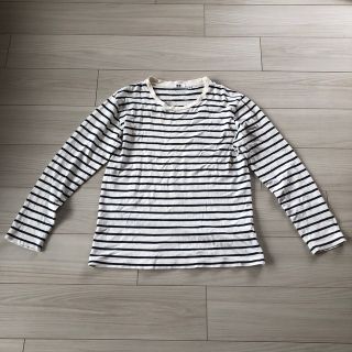 ユニクロ(UNIQLO)のユニクロ　長袖　Tシャツ　ボーダー　白　L メンズ(Tシャツ/カットソー(七分/長袖))