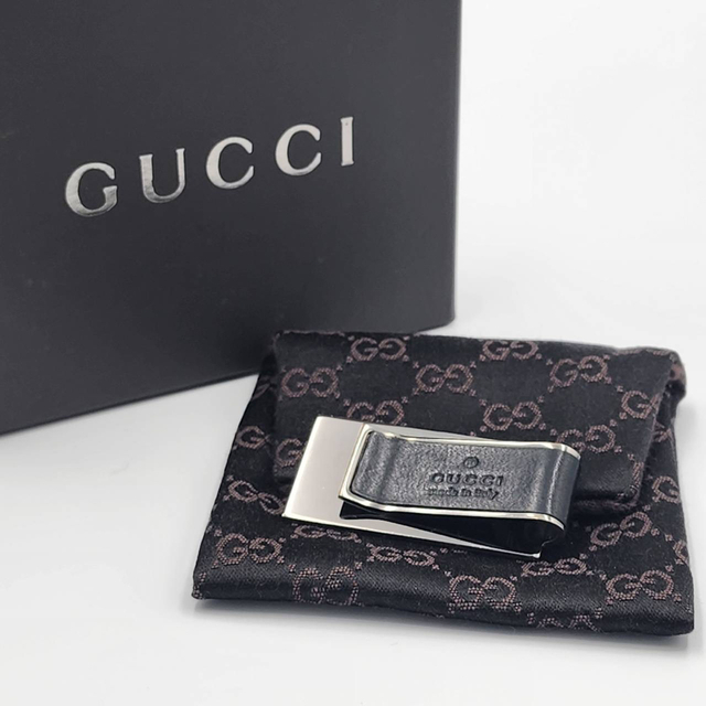 Gucci - ☆GUCCI☆ マネークリップ ロゴ レザー SV925 シルバー 箱・袋