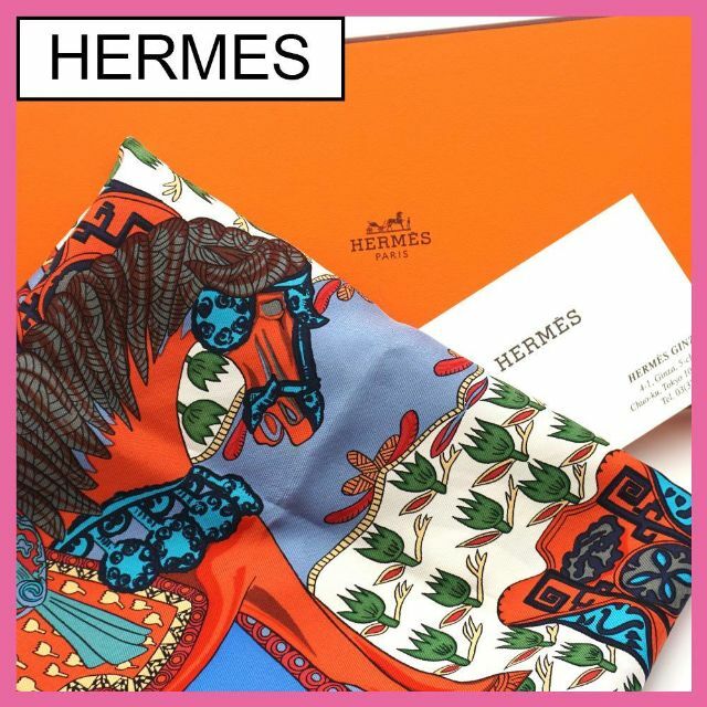 付属品エルメス HERMES スカーフ カレ シルク100% 馬柄 箱有り ブランド