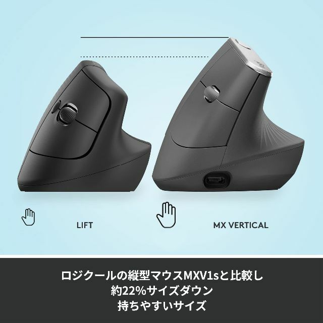 【色: グラファイト】ロジクール ワイヤレス 縦型 静音 エルゴノミック マウス 3