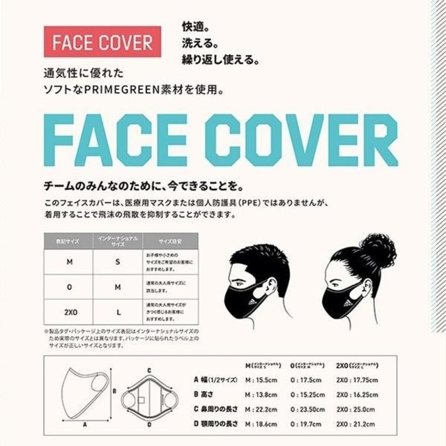 adidas(アディダス)の【新品】adidas ３枚組 立体型 通気性 FACE COVERS インテリア/住まい/日用品の寝具(その他)の商品写真