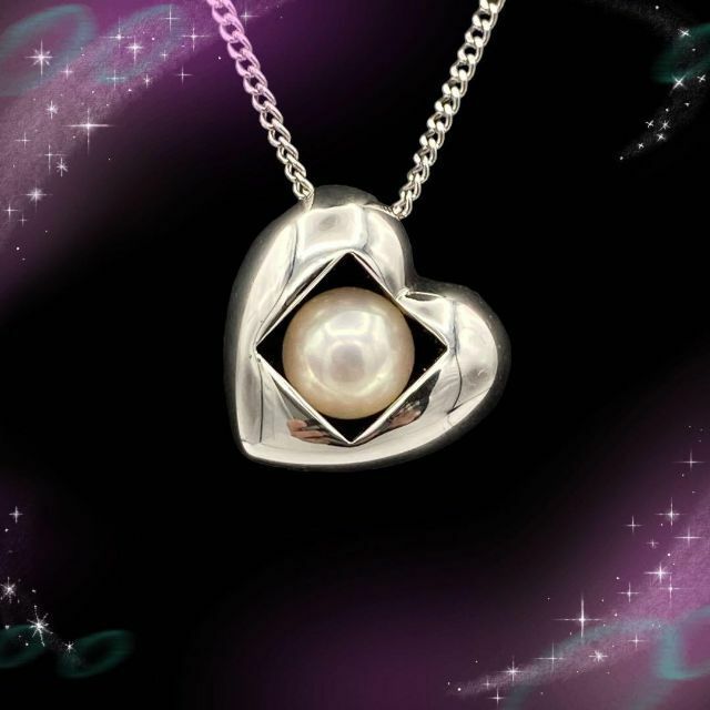 人気連載 《超美品》 ミキモト ハート パール ネックレス SV925