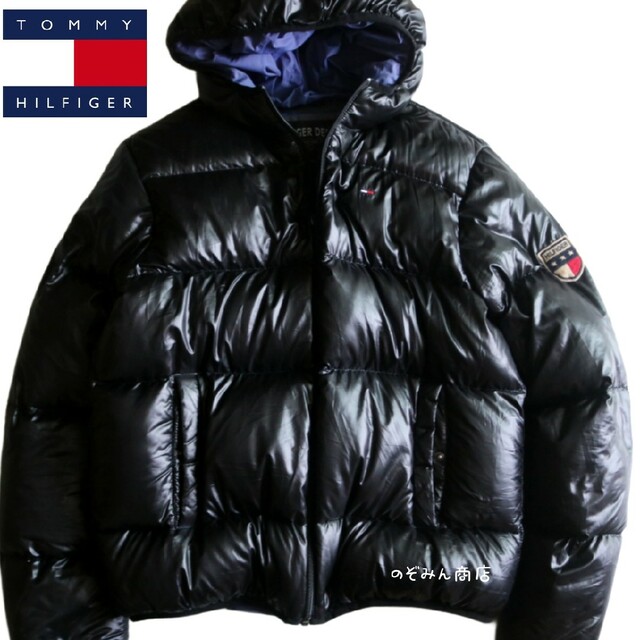 TOMMY HILFIGER】ダウンジャケット フラグロゴ 黒 M☆-