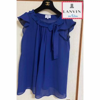 ランバンオンブルー(LANVIN en Bleu)の❤️リカ様専用❤️ランバンオンブルー  トップス　ブラウス　シフォン　リボン　(シャツ/ブラウス(半袖/袖なし))