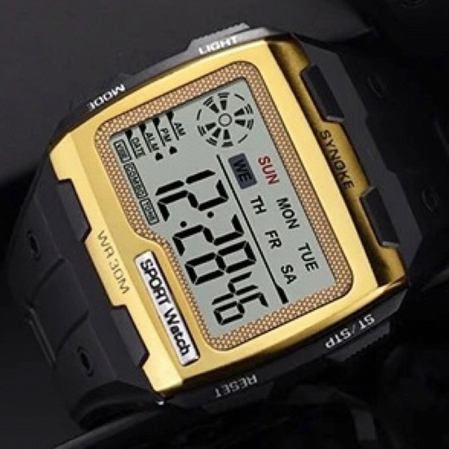 新品 SYNOKE ビッグフェイスデジタル メンズ腕時計 ブラック 9826