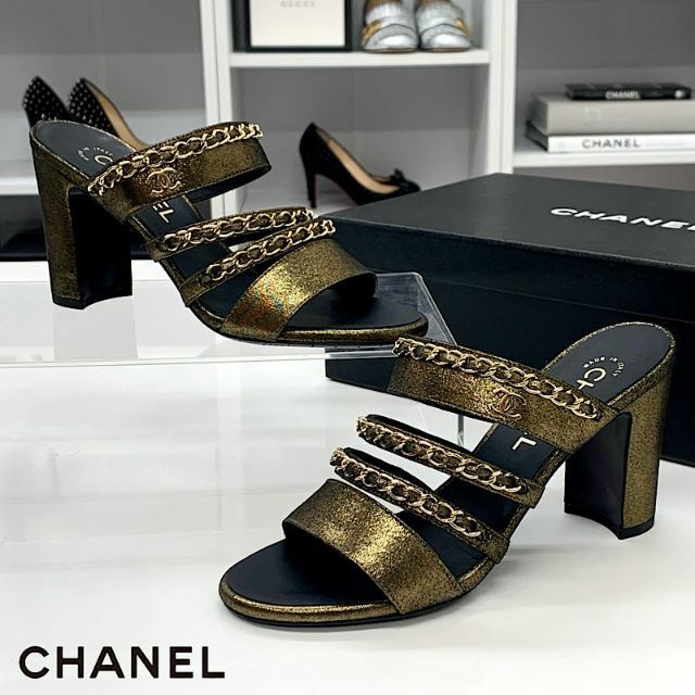 CHANEL＊チェーン サンダル ゴールド ココマーク | www.ishela.com.br