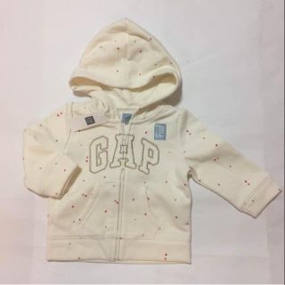 ベビーギャップ(babyGAP)の【新品】GAP パーカー 80 ホワイト 水玉 ゴールド(トレーナー)