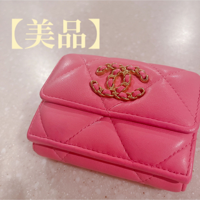 CHANEL シャネル 19 ナインティーン ピンク 折り財布 ウォレット-