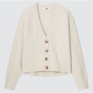 ユニクロ(UNIQLO)のユニクロ ニットカーディガン スフレヤーンVネックショートカーディガン長袖 S(カーディガン)