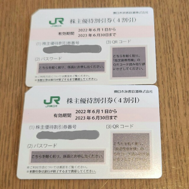 JR東日本 株主優待 2枚 - 鉄道乗車券