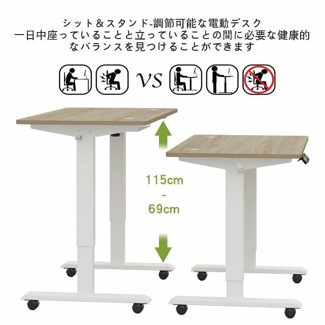 【色: オーク】デスク 電動式 パソコンデスク Radlove ゲーミングデスク