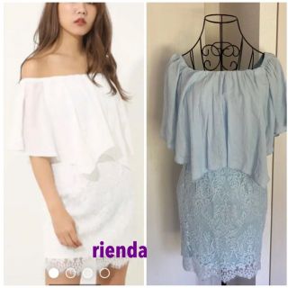 リエンダ(rienda)のリエンダ　ブルー　レース　タイトワンピース(ひざ丈ワンピース)