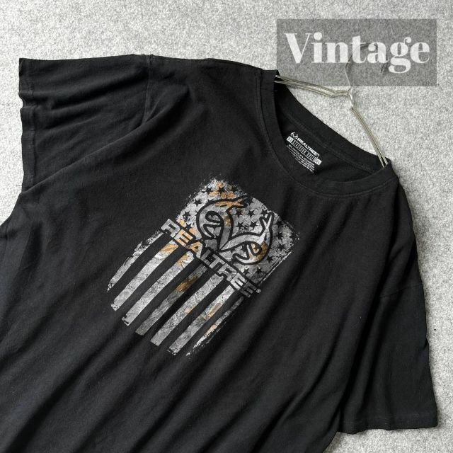 ART VINTAGE(アートヴィンテージ)の【vintage】リアルツリー BIGロゴ プリント ルーズ 黒 Tシャツ XL メンズのトップス(Tシャツ/カットソー(半袖/袖なし))の商品写真