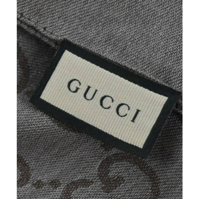 Gucci(グッチ)のGUCCI グッチ ストール - グレーx茶(総柄) 【古着】【中古】 レディースのファッション小物(ストール/パシュミナ)の商品写真