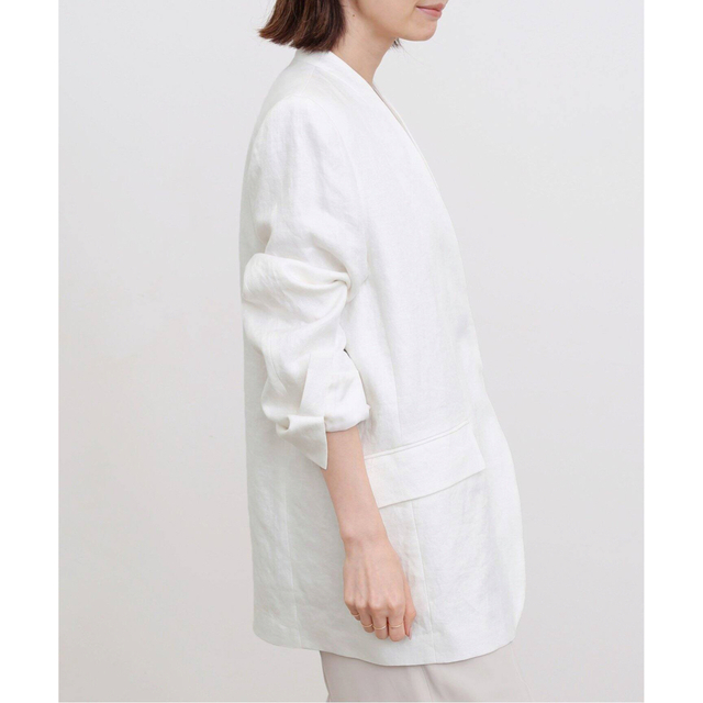 L'Appartement DEUXIEME CLASSE(アパルトモンドゥーズィエムクラス)のL'Appartement Linen No Collar Jacket レディースのジャケット/アウター(ノーカラージャケット)の商品写真