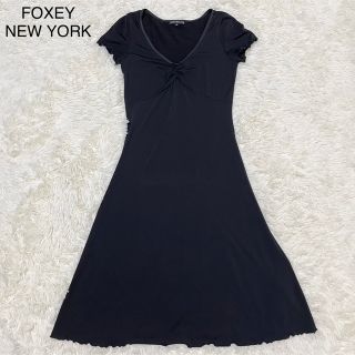 フォクシーニューヨーク(FOXEY NEW YORK)のFOXEY NEWYORK【美品】半袖ワンピース ドレス L位 黒 レディース(ひざ丈ワンピース)