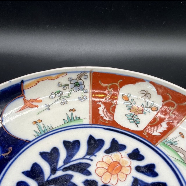 189 伊万里色絵七寸皿 検 赤絵古伊万里染付印判中皿和食器レトロコレクター