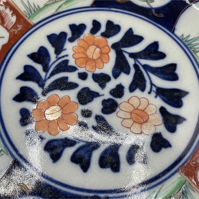 189 伊万里色絵七寸皿 検 赤絵古伊万里染付印判中皿和食器レトロコレクター