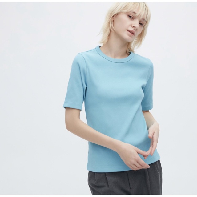 UNIQLO(ユニクロ)のユニクロ　リブクルーネックT レディースのトップス(Tシャツ(半袖/袖なし))の商品写真