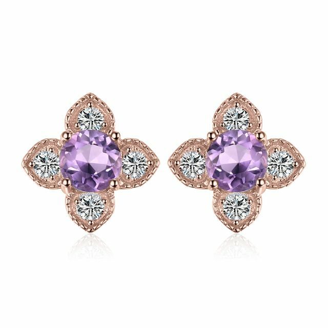 【色: ローズゴールドメッキ】JewelryPalace フラワー 0.2ct