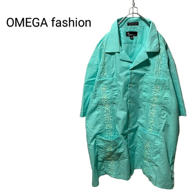 【OMEGA fashion】VINTAGE 刺繍入り キューバシャツ A898