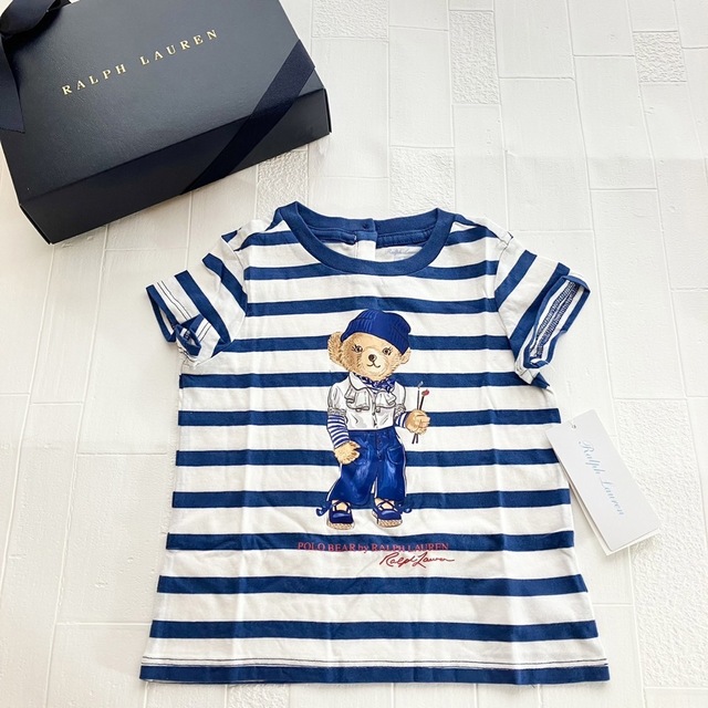 Ralph Lauren(ラルフローレン)の18m85cm   ラルフローレン　ベア　半袖　ボーダー キッズ/ベビー/マタニティのベビー服(~85cm)(Ｔシャツ)の商品写真