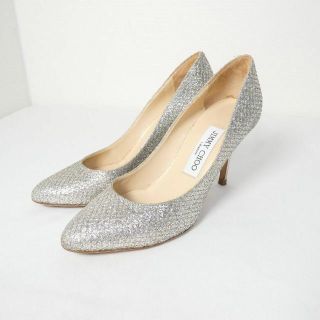 美品 JIMMY CHOO グリッター ラウンドトゥ ハイヒール パンプス