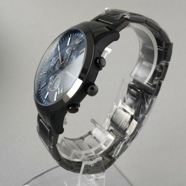 シルバー/紺ネイビー新品EMPORIO ARMANIメンズ腕時計43㎜クォーツ-