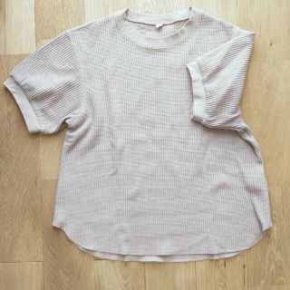 ユニクロ(UNIQLO)のユニクロ　ワッフルTシャツ　ベージュ　L(Tシャツ(半袖/袖なし))