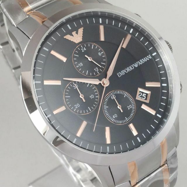 シルバー/ブラック【新品】EMPORIO ARMANI 腕時計 メンズ 43