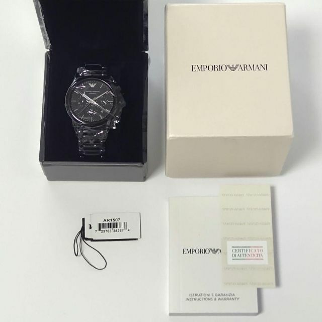 ブラック【新品】EMPORIO ARMANI 腕時計 メンズ 47㎜ セラミック-