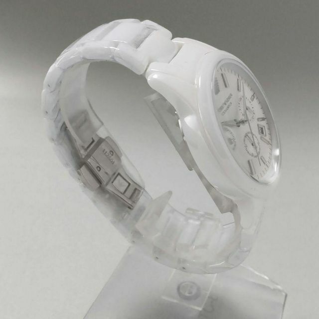 ホワイト白【新品】EMPORIO ARMANI 腕時計 メンズ 43㎜ セラミカ