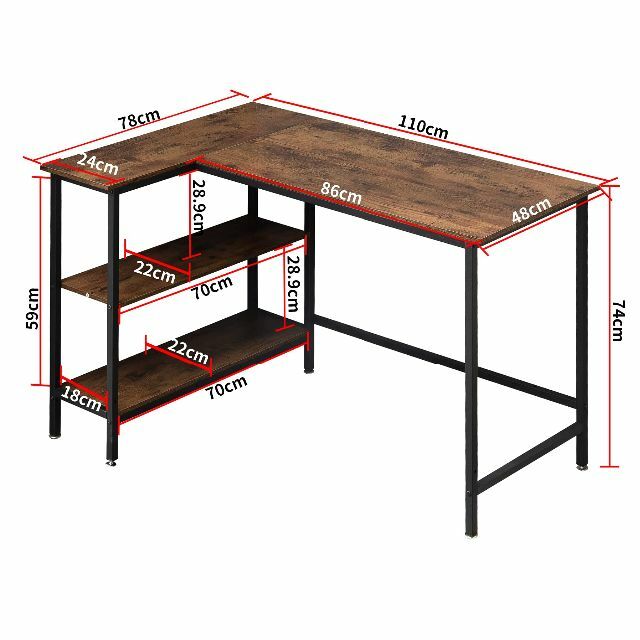 お1人様1点限り】 【色: ビンテージ】LOVNE l字デスク パソコンデスク ゲーミングデスク P オフィス/パソコンデスク  AMARINSTITUTE