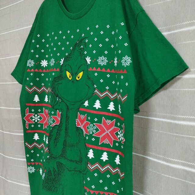 GrinchグリンチアニメキャラクターTシャツtシャツムービー映画Lロゴ緑色怪物