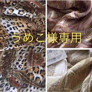日本製大判　シルク100%新品　スカーフ3枚(バンダナ/スカーフ)