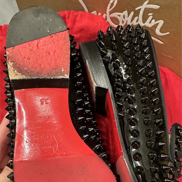 美品 Christian Louboutin スパイク フラットシューズ