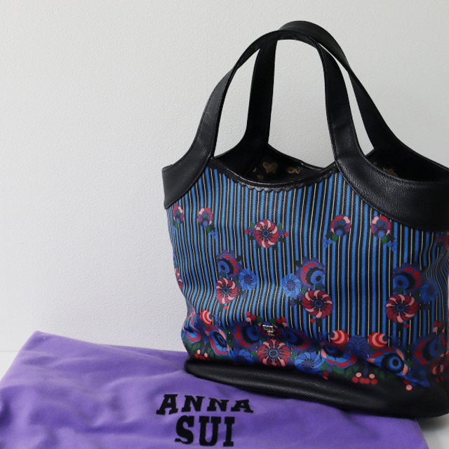 ANNA SUI アナスイのレザーバッグ フラワープリント - ハンドバッグ