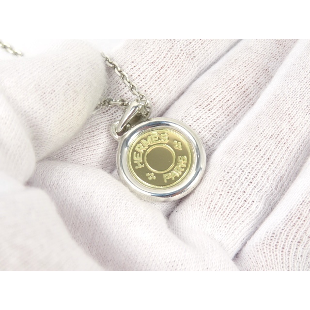 □新同□磨き済□50cm□ エルメス セリエ コイン ネックレス コンビ